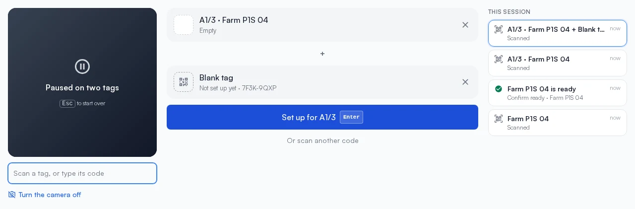 QR Workflows - Scan a Tag on the Printer, Tap the Next Step