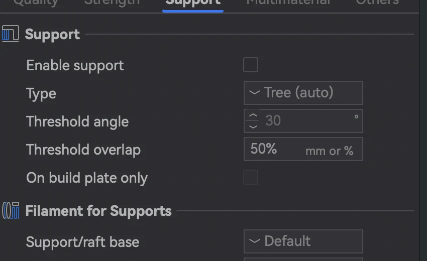 The automatic Support settings in ElegooSlicer that blockers and enforcers override