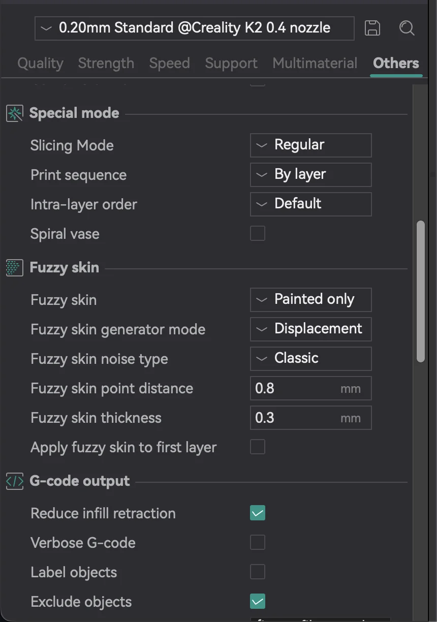 The Spiral vase toggle under Special mode on the Others tab in OrcaSlicer
