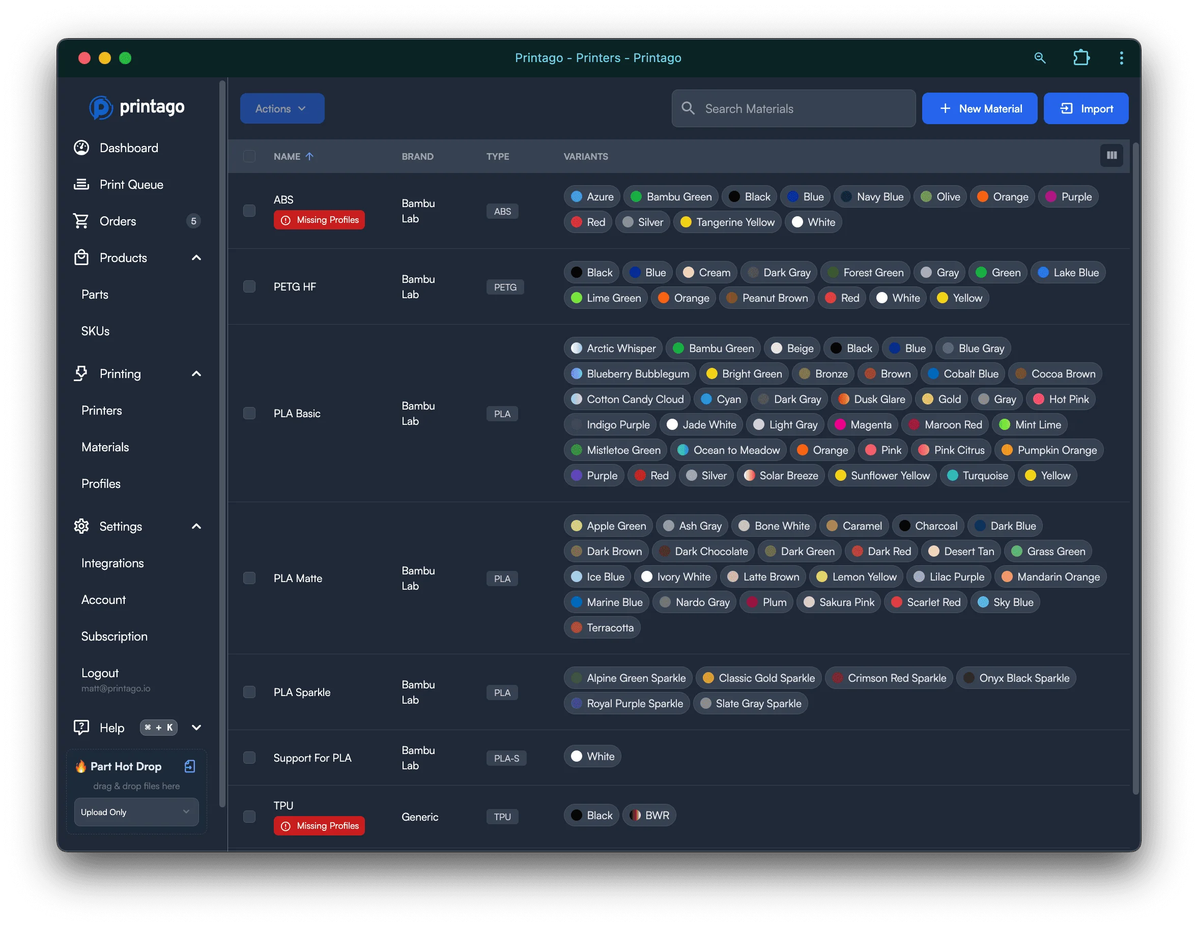 3D Printer Material Management